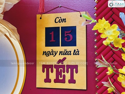 Lịch gỗ Đếm ngày đến Tết [Gỗ nhẹ - Sơn thủ công] 30x42cm LICH-03